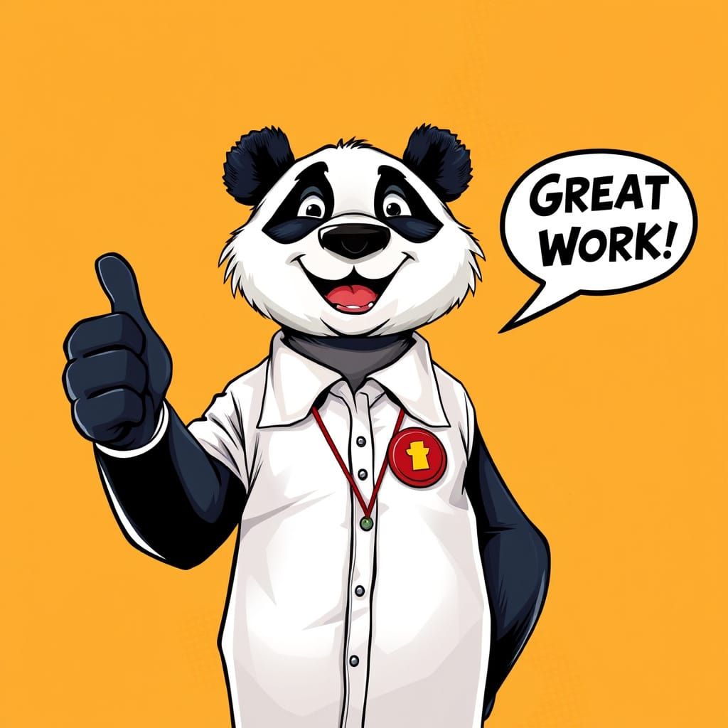 Proud Panda Celebrates Great Work in Bold Comic Book Style