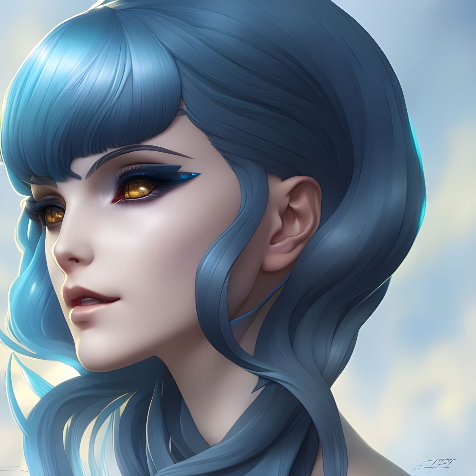 Elegant Portrait of a Strange Girl in Hyperdetailed Style