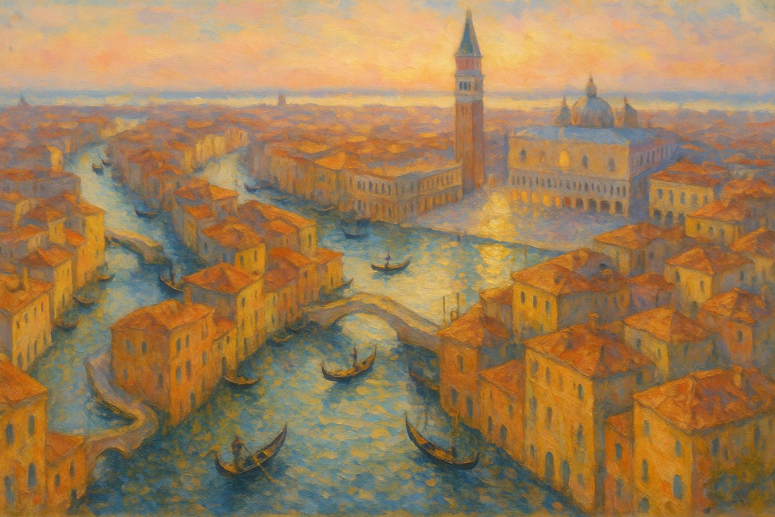 Venice Bird's Eye View in Impressionist Style