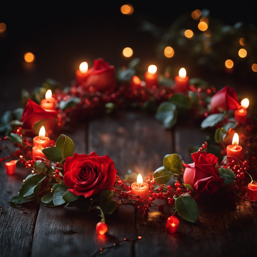 Whimsical Summer Rose Wreath in Enchanting Illumination