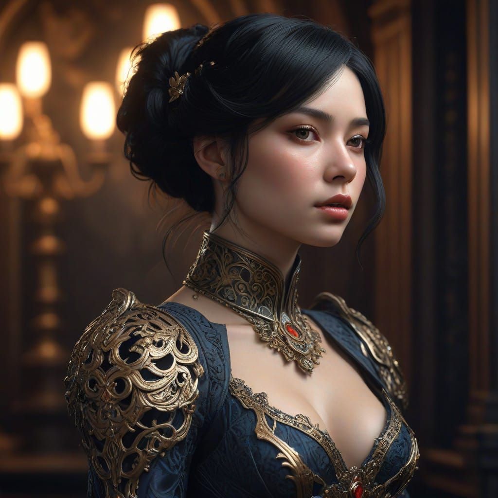 Ethereal Woman in Dark Splendor