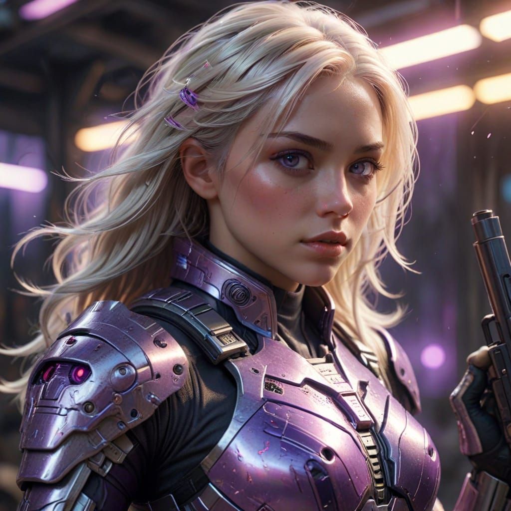 Ethereal Warrior in a Dystopian Future: A Hyperrealistic Mas...