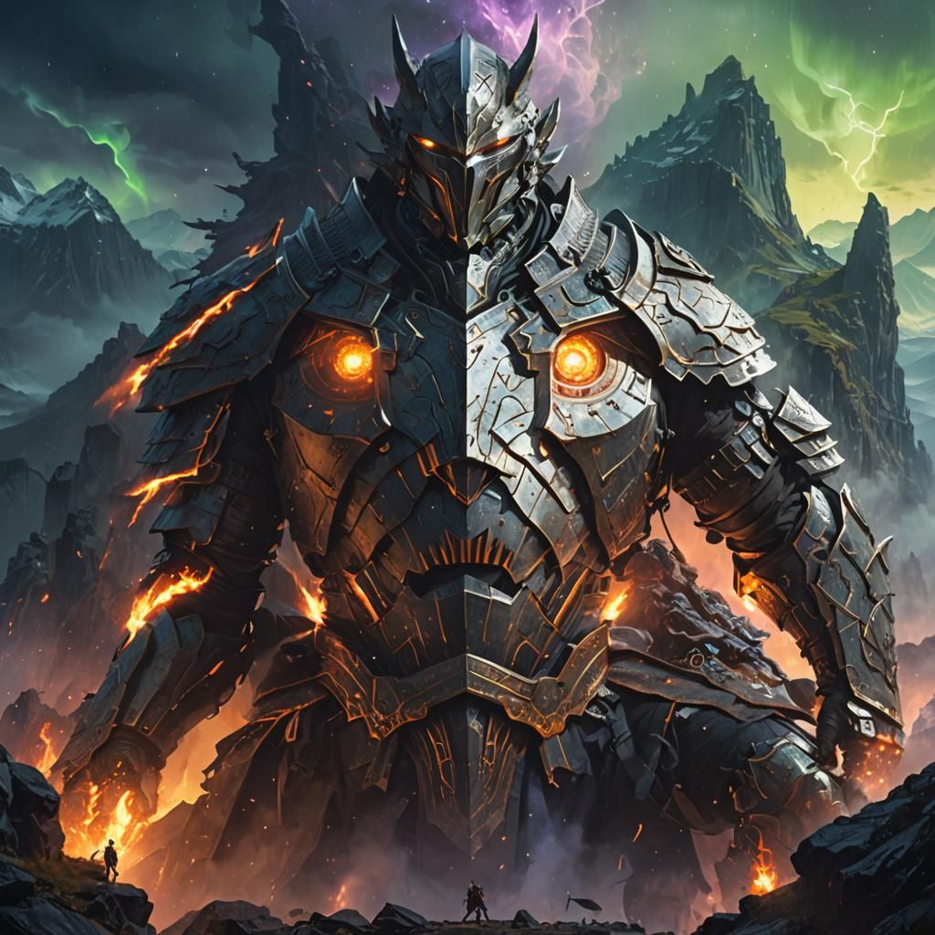 Armored Warrior on Cliff: Fantasy Matte Painting