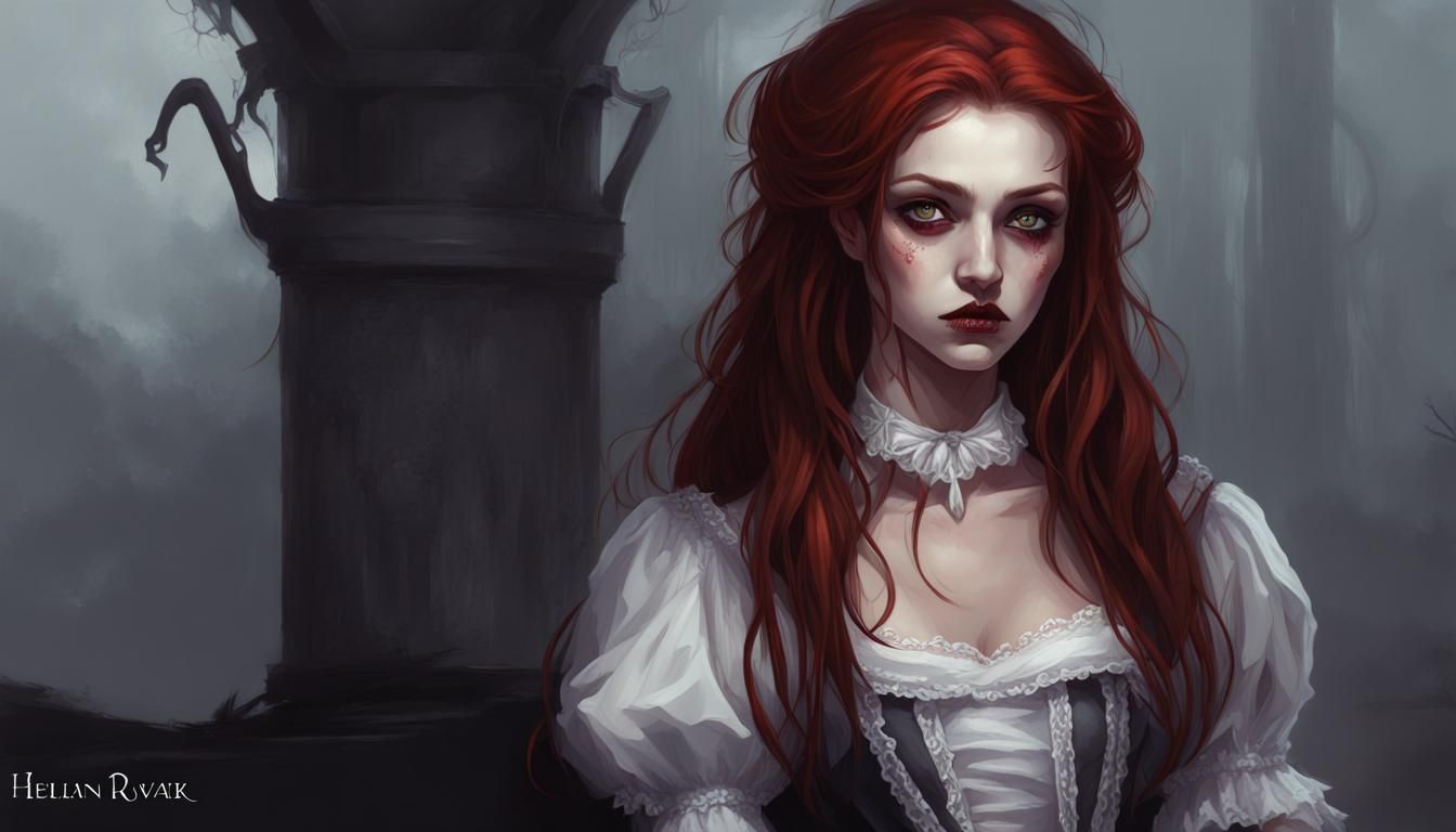 Auburn Maid: A Vampire Lord's Thrall in Digital Art