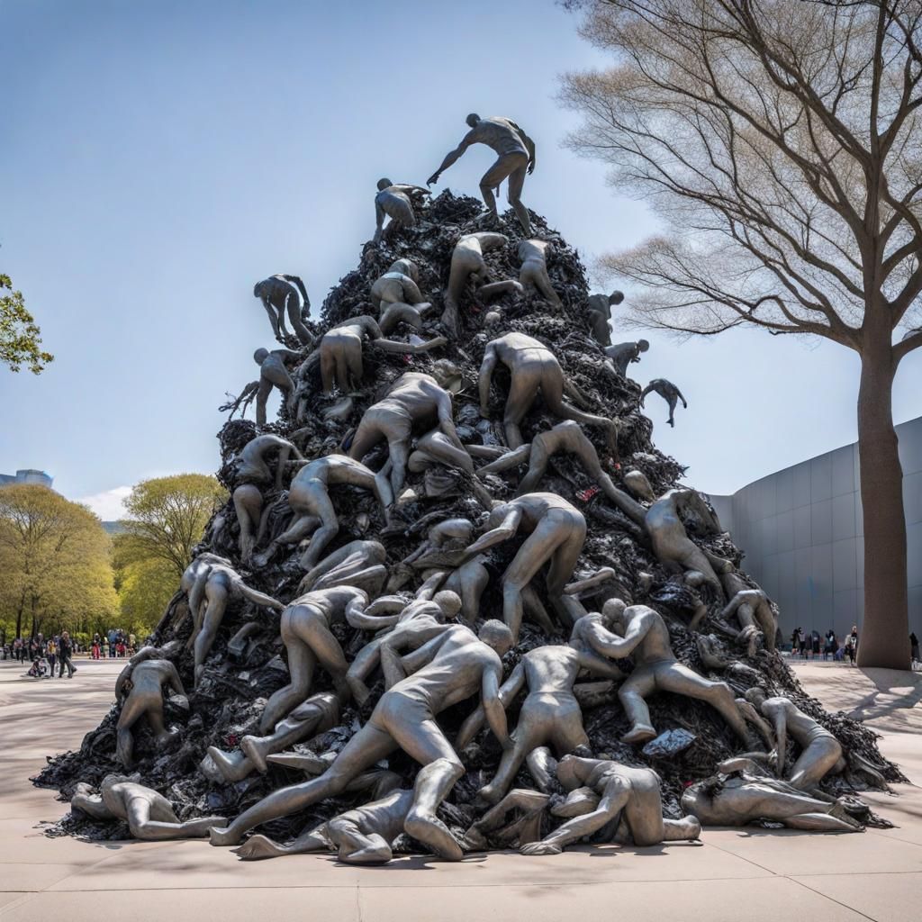 Cast Aluminum Statue: Emerging from Garbage