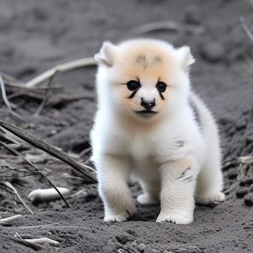 Adorable Black and White Baby Animal Portrait