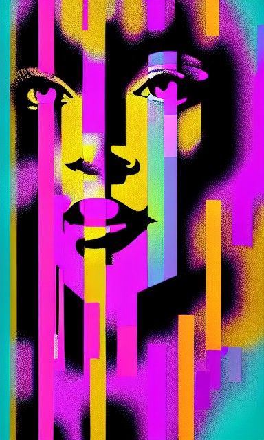 Glitch Art Afro Portrait for Disco Poster