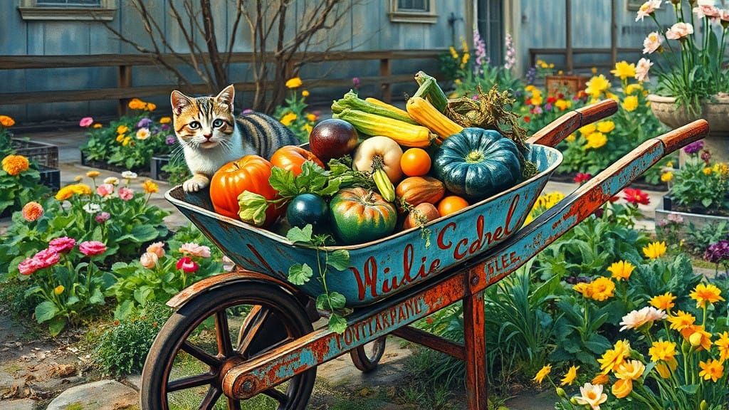 Garden Masterpiece in Gouache Style