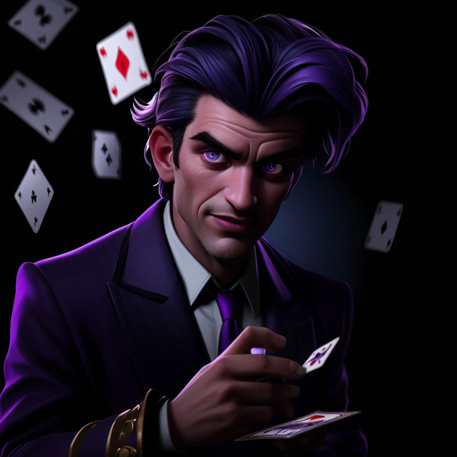 Mystical Warlock in Lavish Purple Attire Deals Card under Dr...