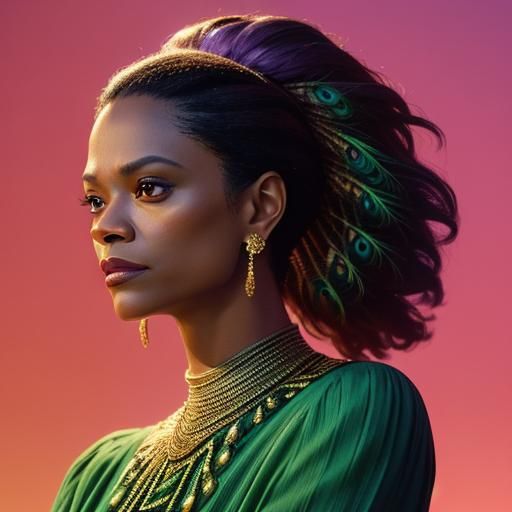 Peacock Haired Woman in Classic Hollywood Style