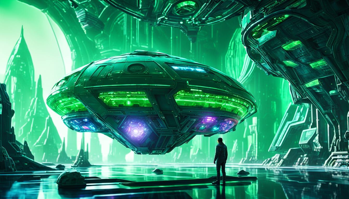 Glowing Spaceship Fleet Evolves in Virtual Universe with Dar...