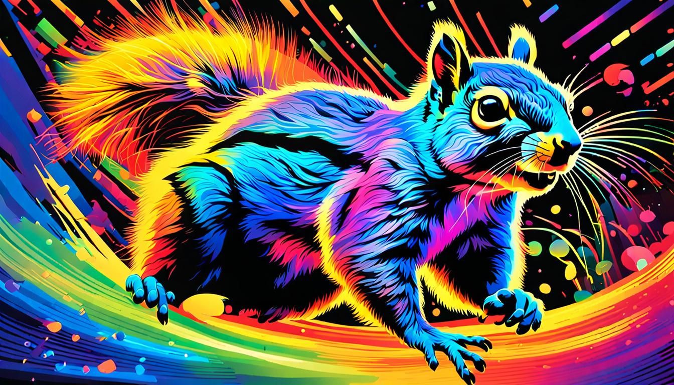 Squirrel Rave: A Vibrant Dance in Cyberpunk Style