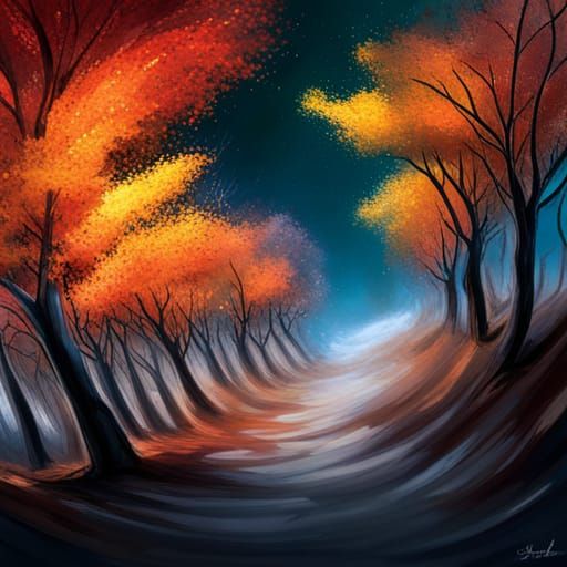 Hyperrealistic Autumn Leaves Whirlwind in Splash Art