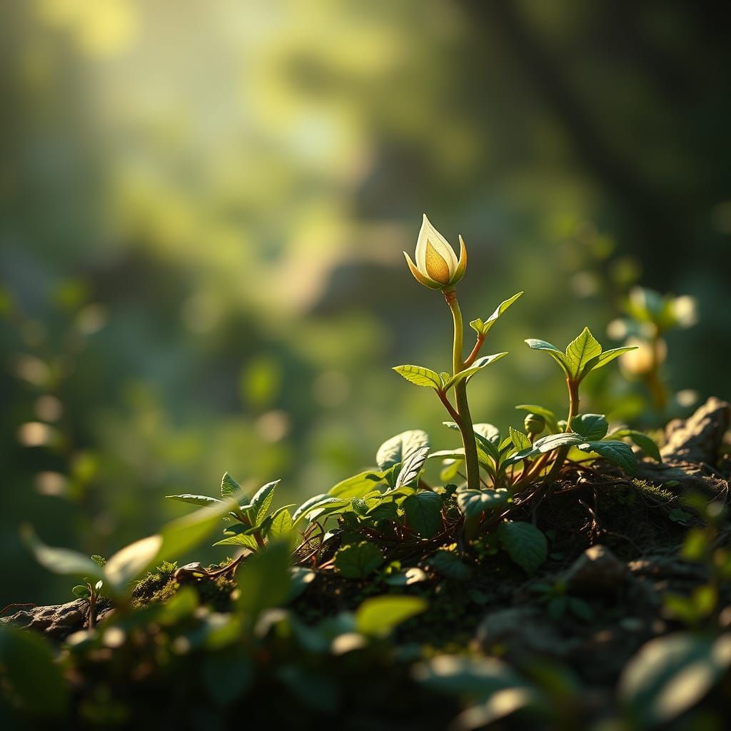 Lush Tender Shoot in Biblical Landscape, Fantasy Concept Art