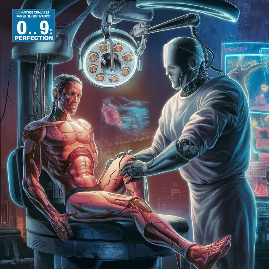 Cyborg Hip Replacement in Comic Book Style