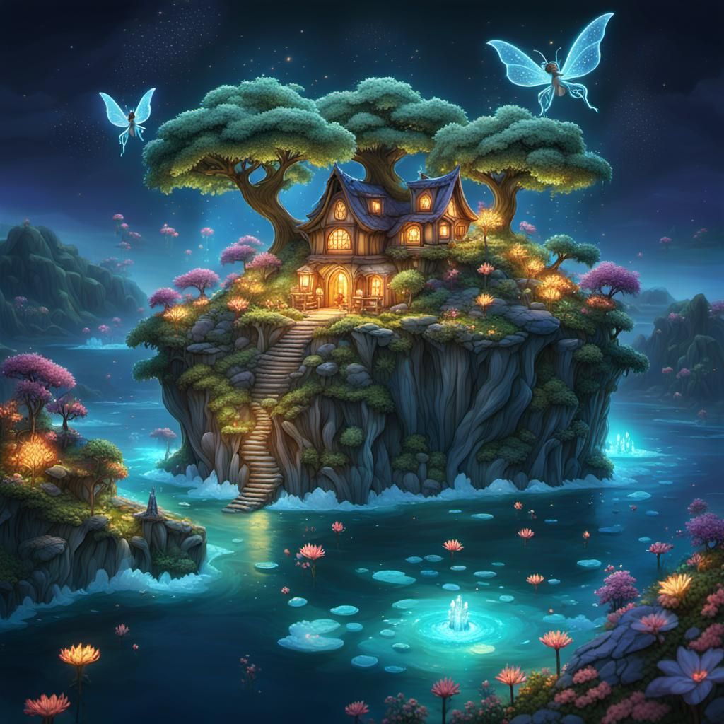 Enchanted Fairy Island: A Whimsical 3D Render