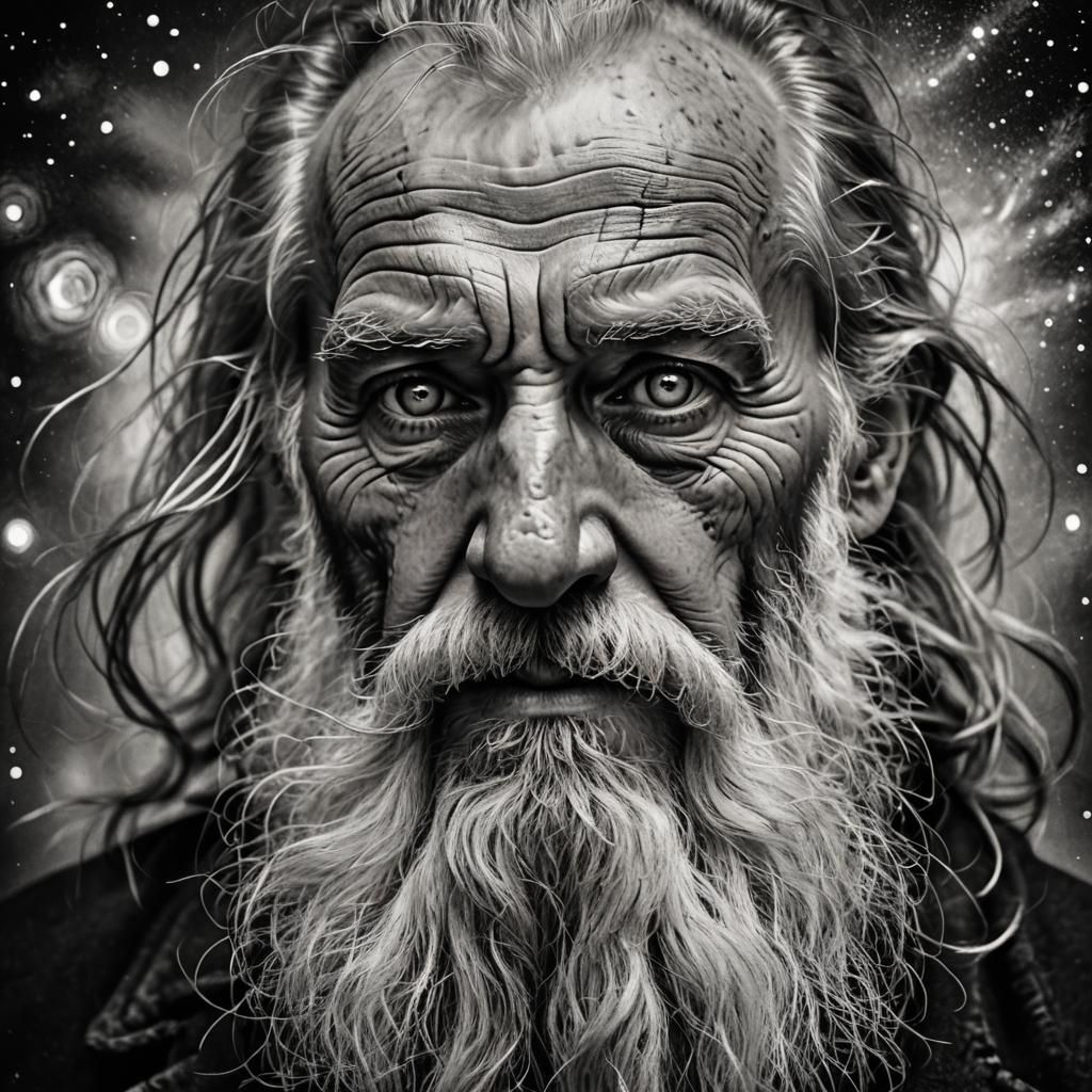 Expressive Portrait in Ansel Adams and Van Gogh Style
