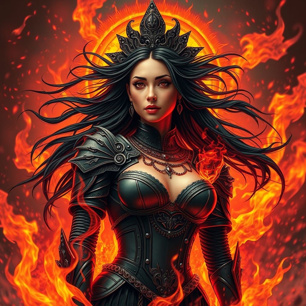 Infernal Queen in Dark Biomechanical Style