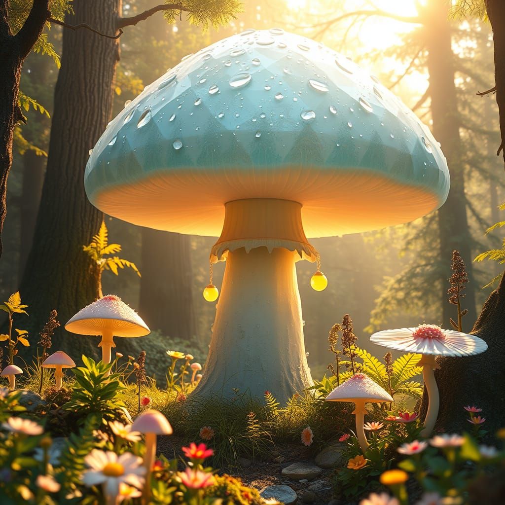 Enchanted Forest: Colossal Crystal Mushroom Art