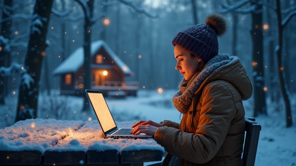 Enchanted Winter Workspace in Fantasy Concept Art Style