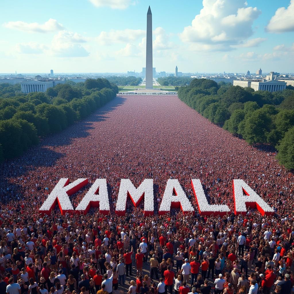 Epic Crowd Forms "KAMALA" in Digital Art