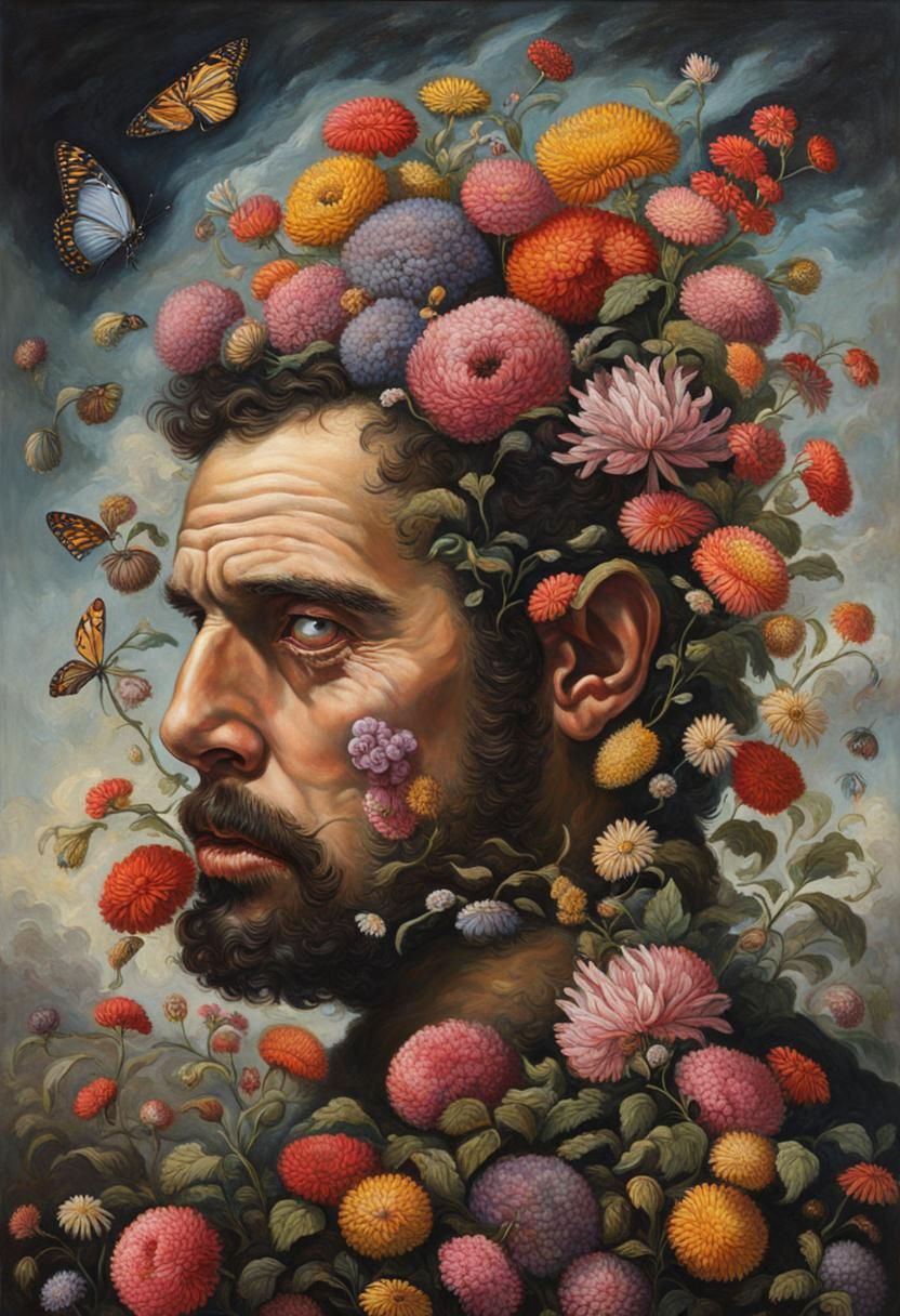 Surreal Floral Infestation, Oil on Canvas