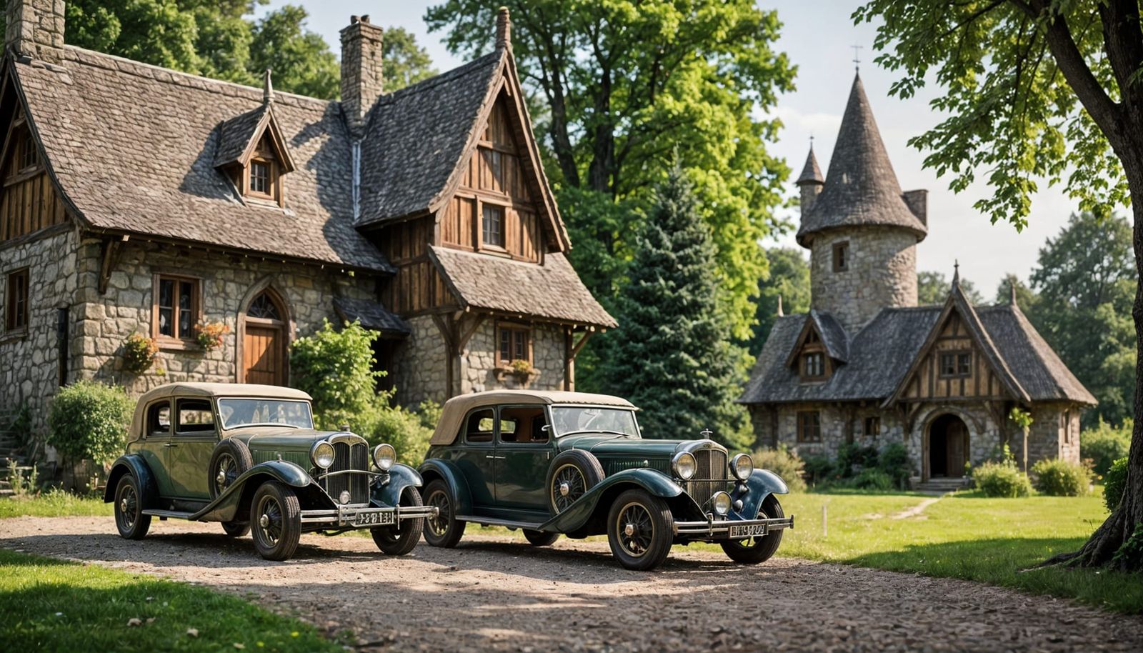Ethereal Elven Cottage with Antique Cars