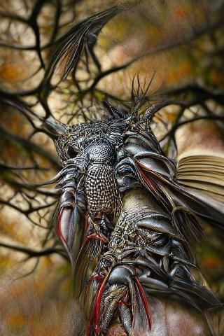 Crayfish Angel: Dark, Spiked, Giger-esque Tree