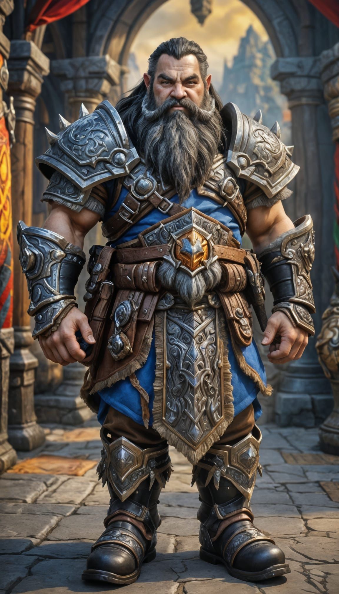 Hyperrealistic Warcraft Dwarf King in Heavy Armor