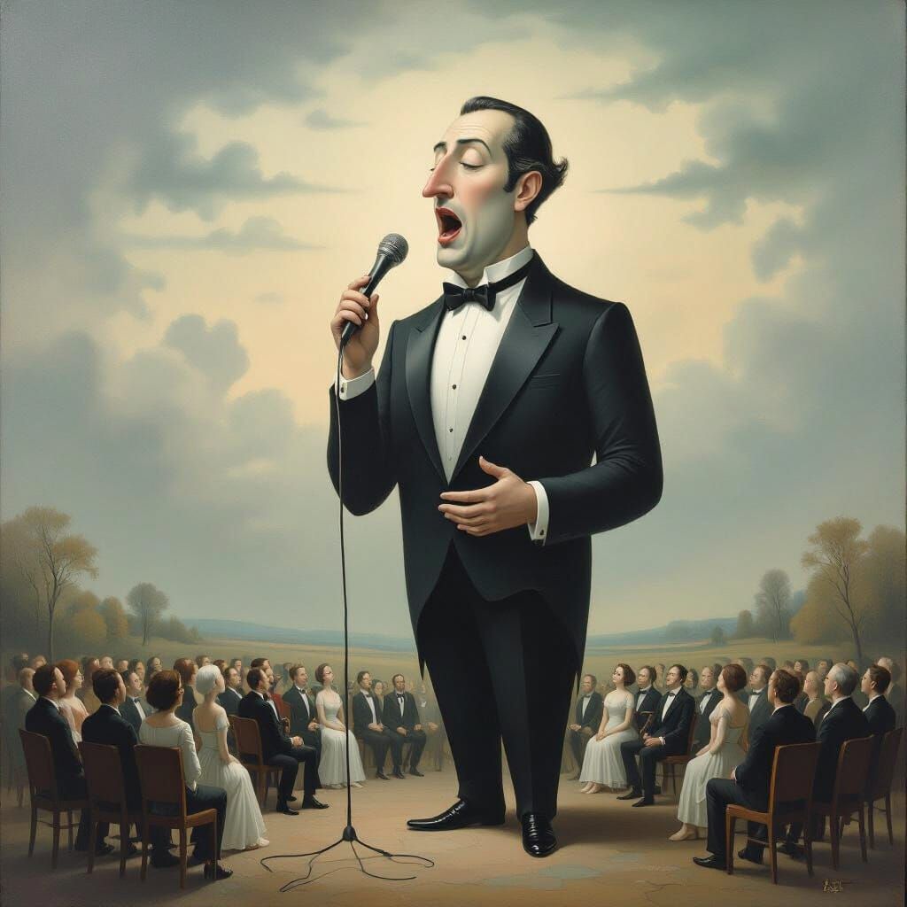 Surreal Colossal Tenor Sings to Captivated Audience