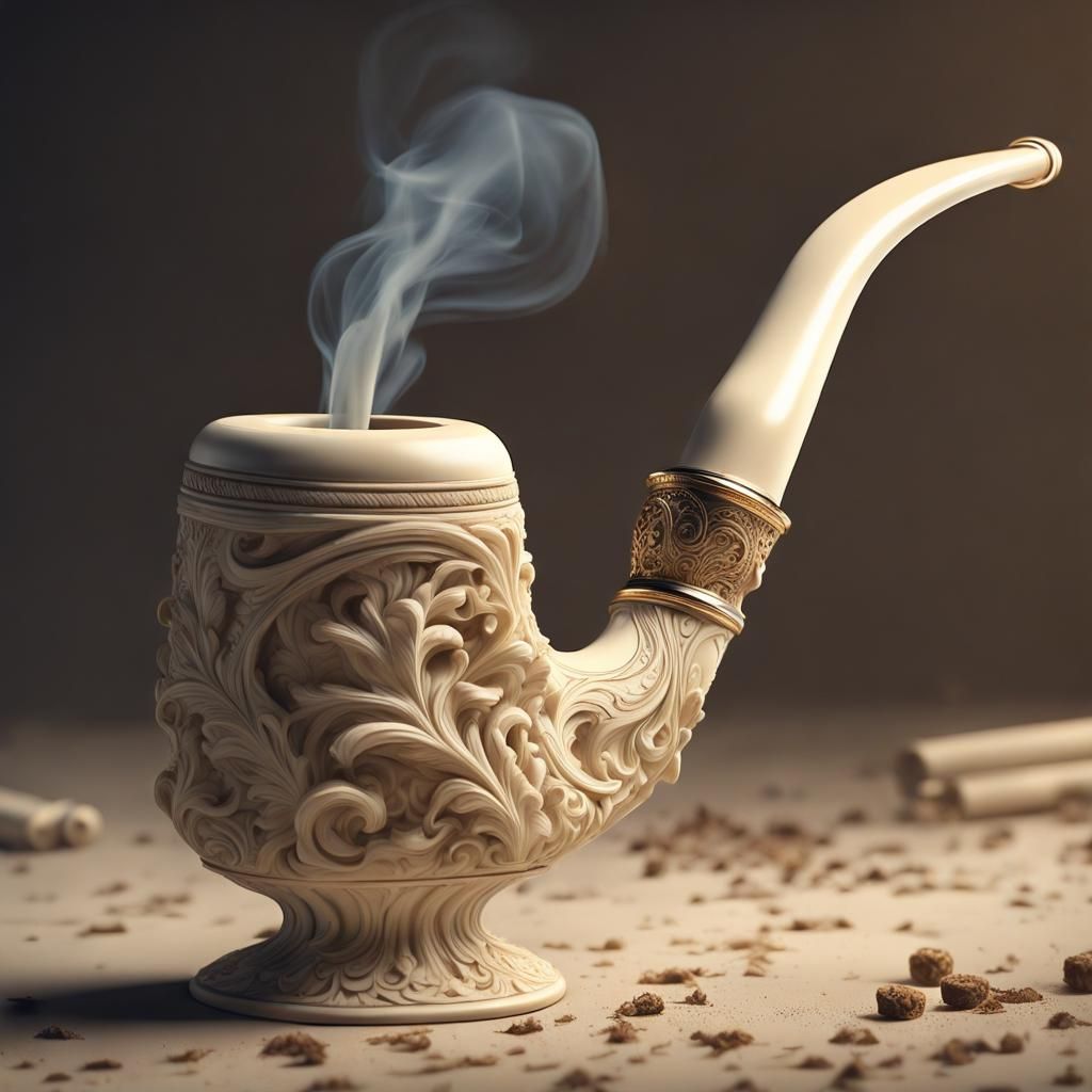 An old-fashioned carved ivory bone pipe.