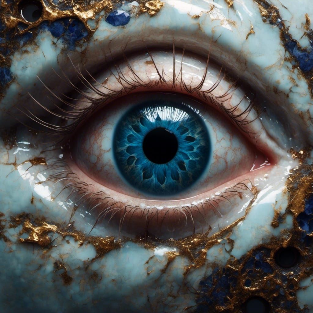 Giant eyeball with blue iris