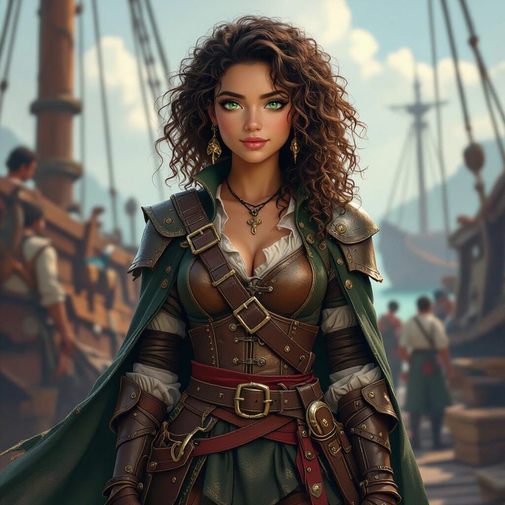 Emerald-Eyed Pirate Queen on Warship, Hong Kong Style