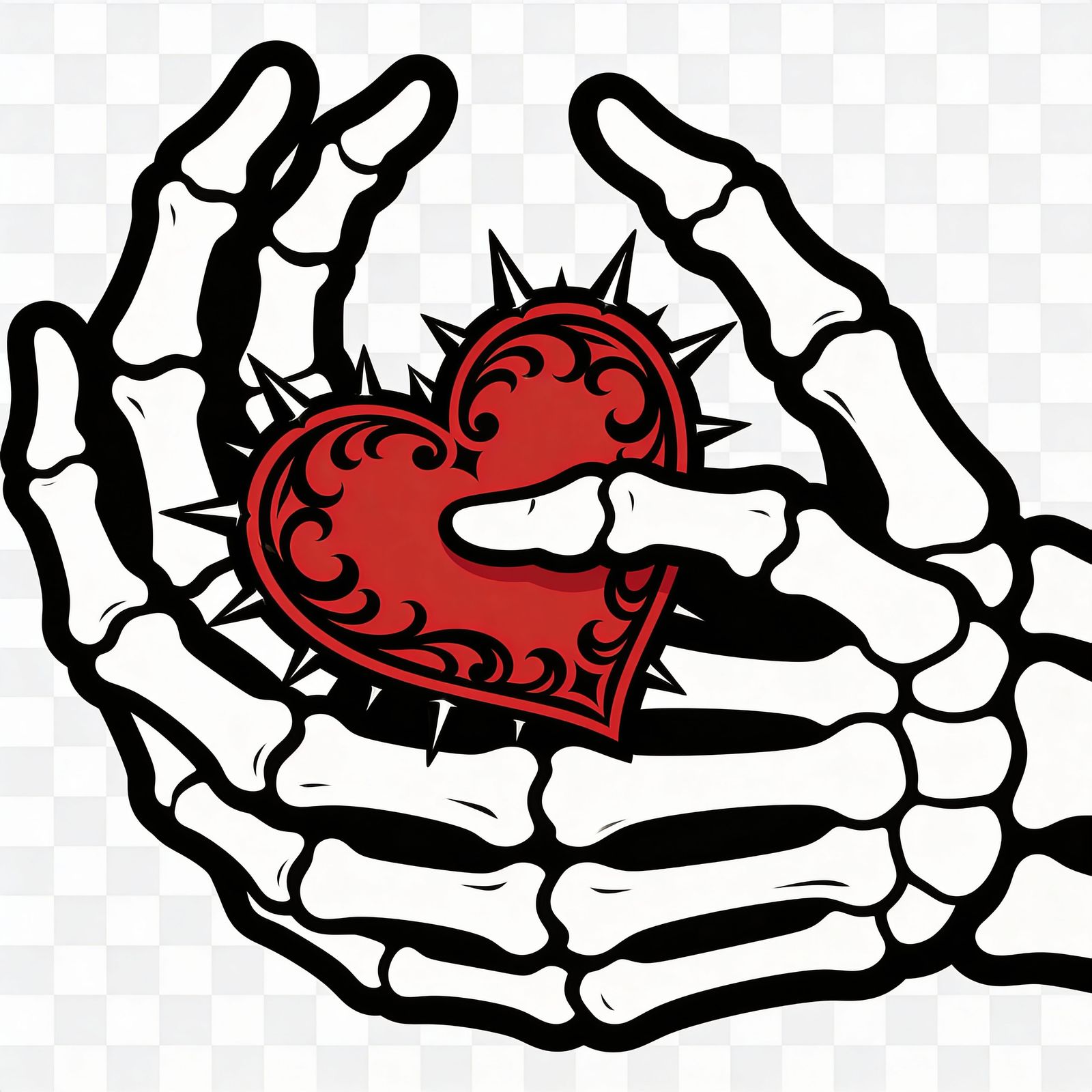 Skeleton Hand With Heart Vector Art