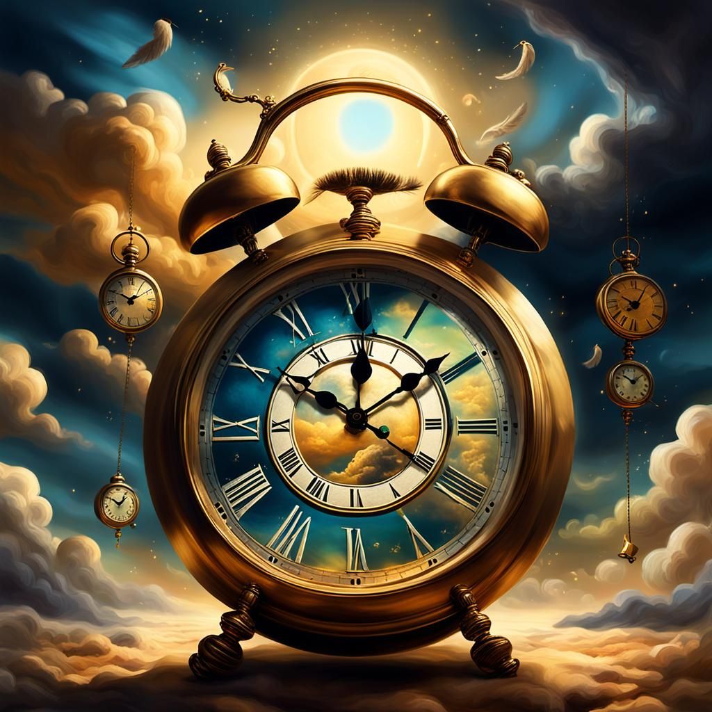 Surreal Timepiece Dreamscape in Soft Pastel Hues