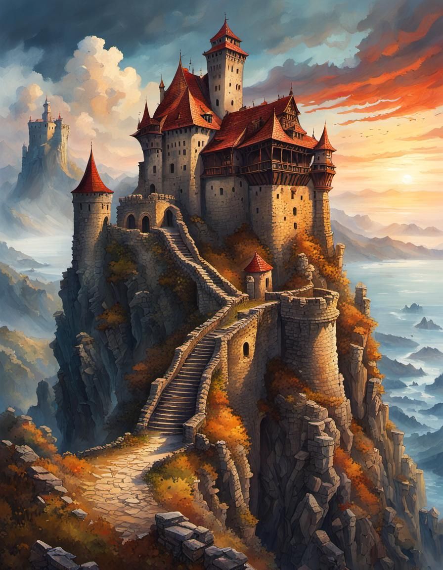 Castle Dracula Ruins in Greg Rutkowski Style