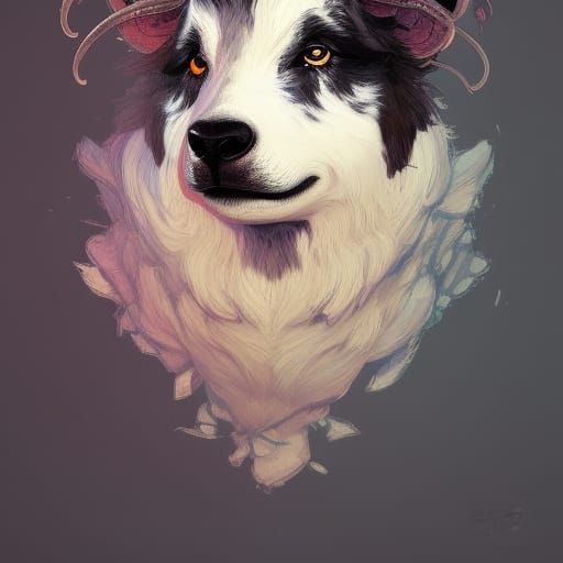 Hyperdetailed Sheep Dog Portrait in Digital Art Style
