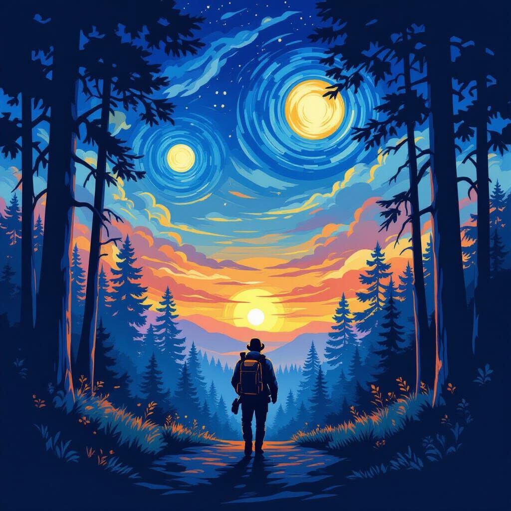 Epic Explorer in Forest Under Two Suns