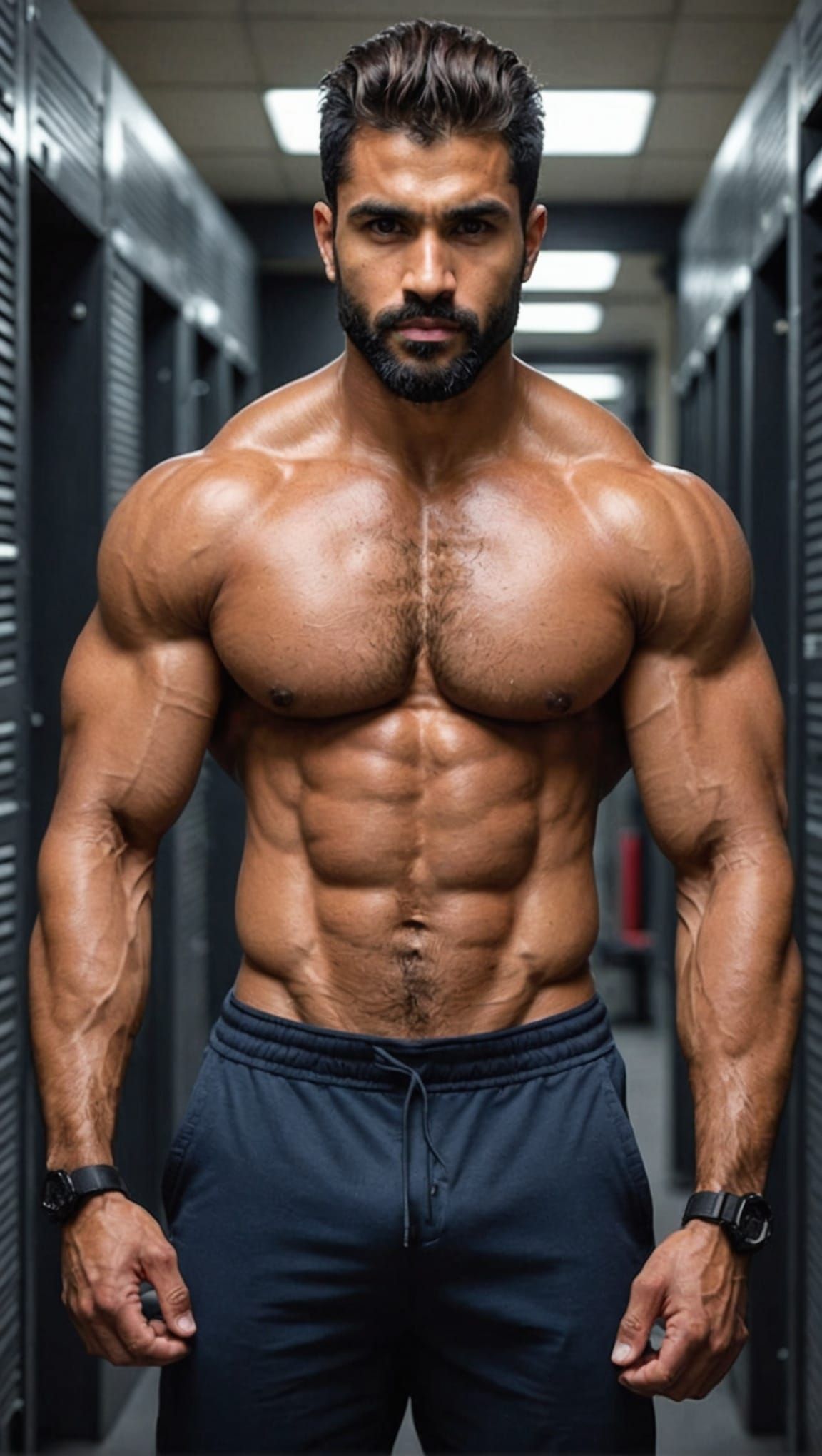 Muscular Man in Locker Room: 3D Game Cinematic