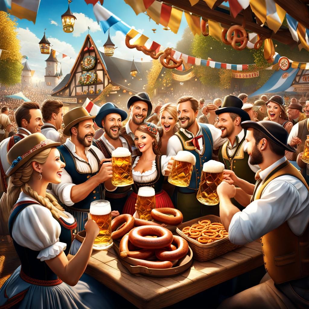 Oktoberfest Festivities in a Lively Beer Garden