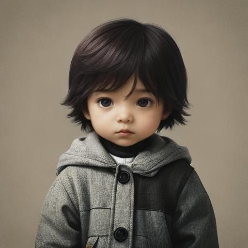 Solemn Child Portrait: AI Generated Image