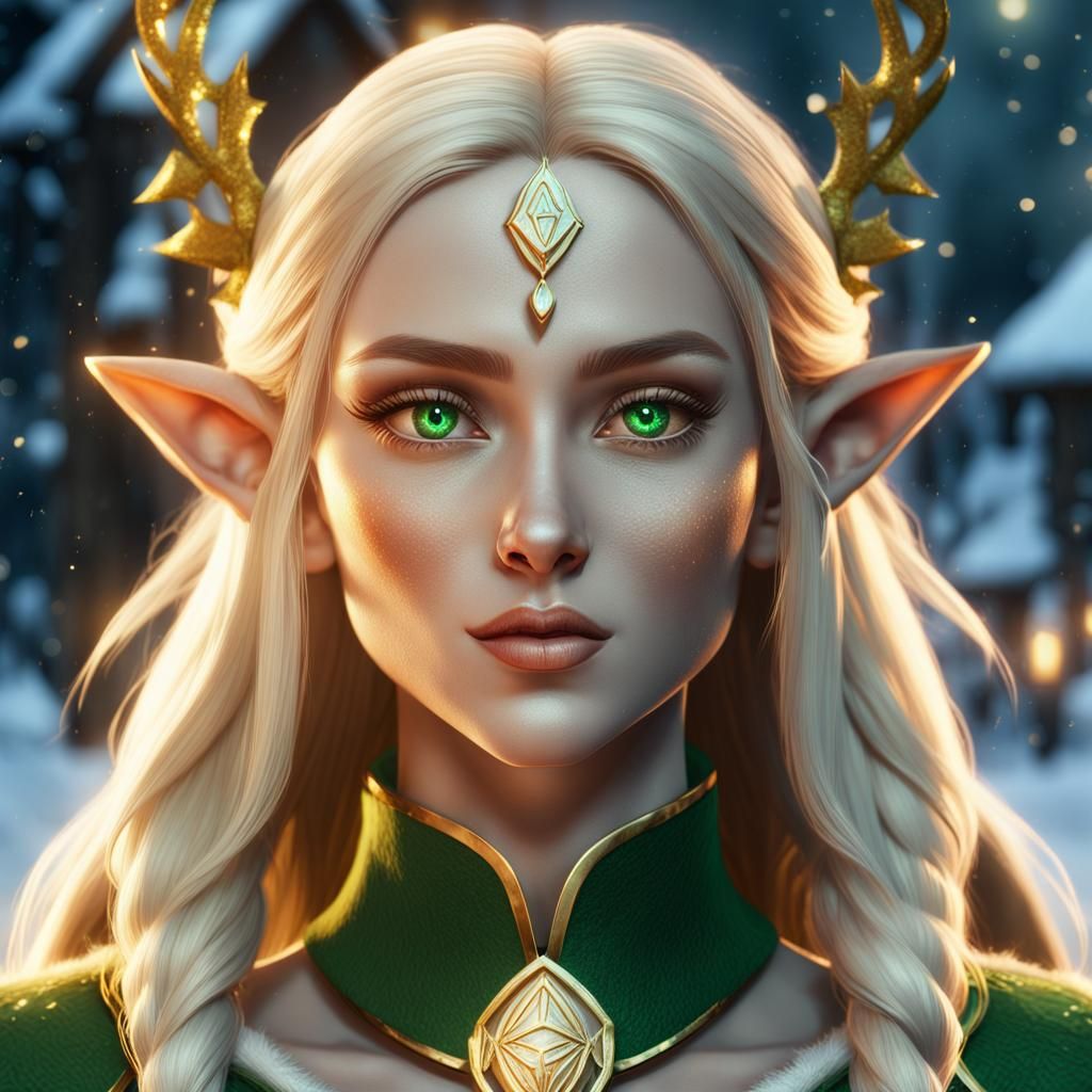 Beautiful Christmas Elf Working at North Pole