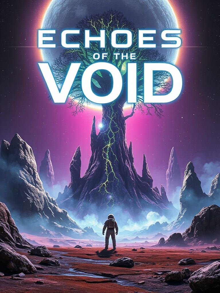 Astronaut and Bioluminescent Tree: Sci-Fi Fantasy Game Cover