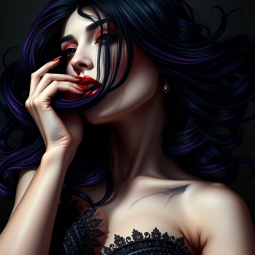 Gothic Beauty in a Surrealist Style