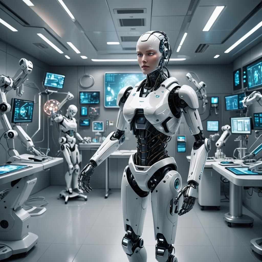 Futuristic Female Robot Surgeon in Digital Art