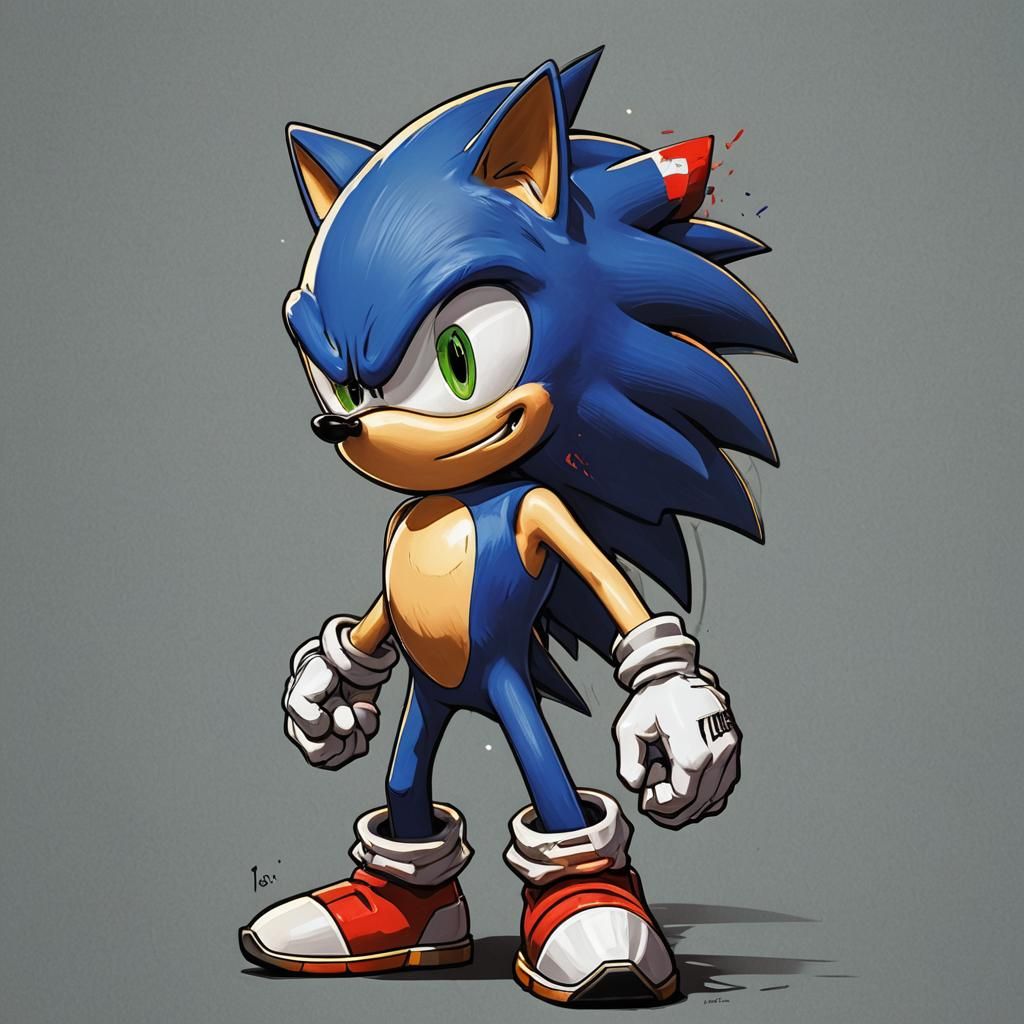 Sonic with Backwards Cap in Anime Style