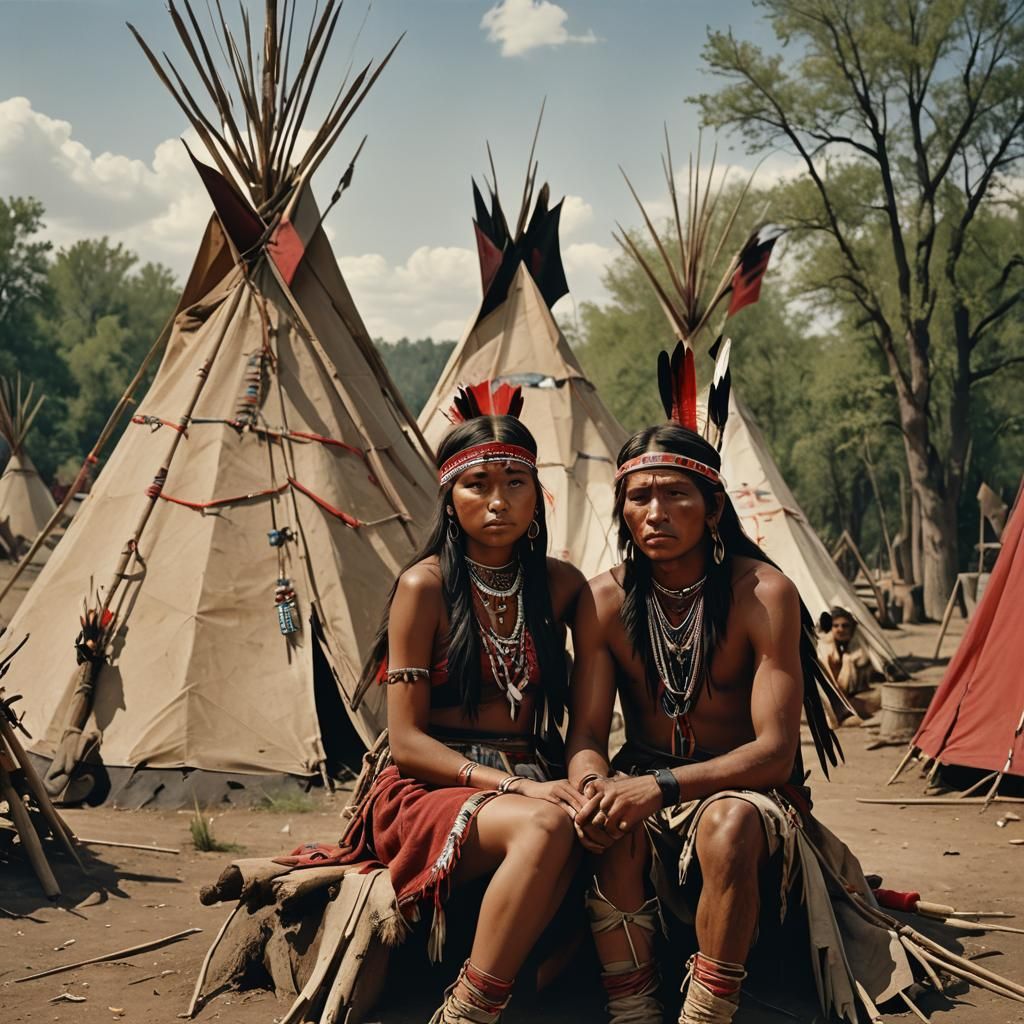 Realistic Photo of Apache Village Scene