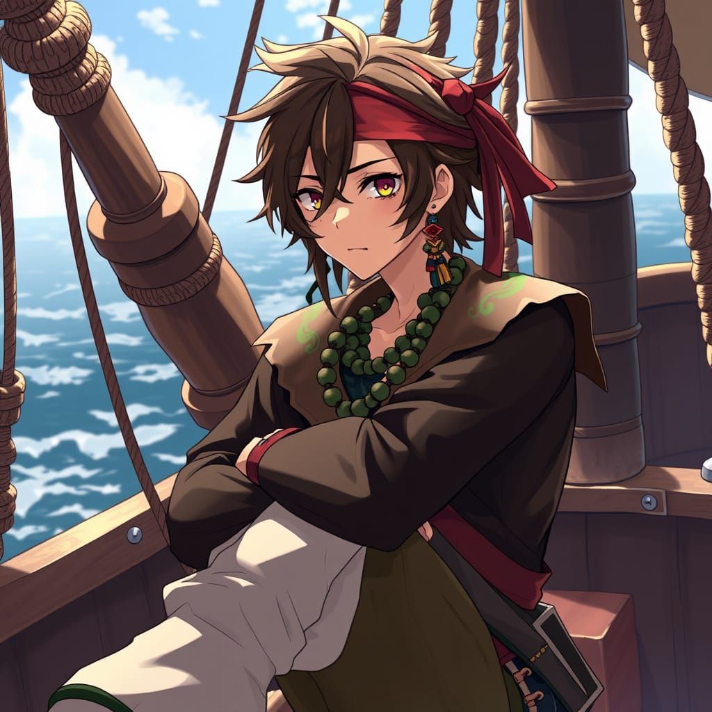 Crying Pirate: Anime-Inspired 3D Render