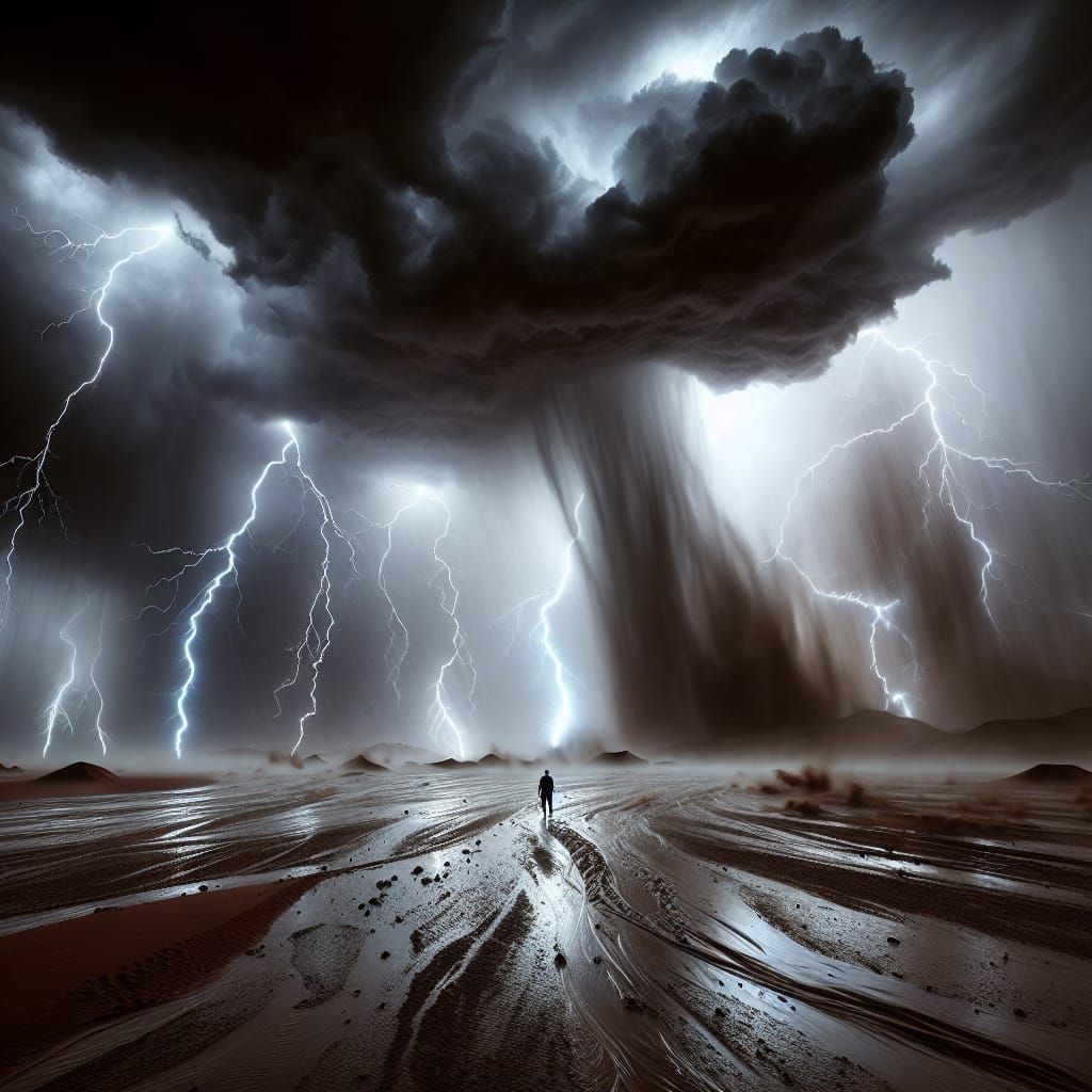 Dramatic Desert Thunderstorm Unleashes Nature's Fury