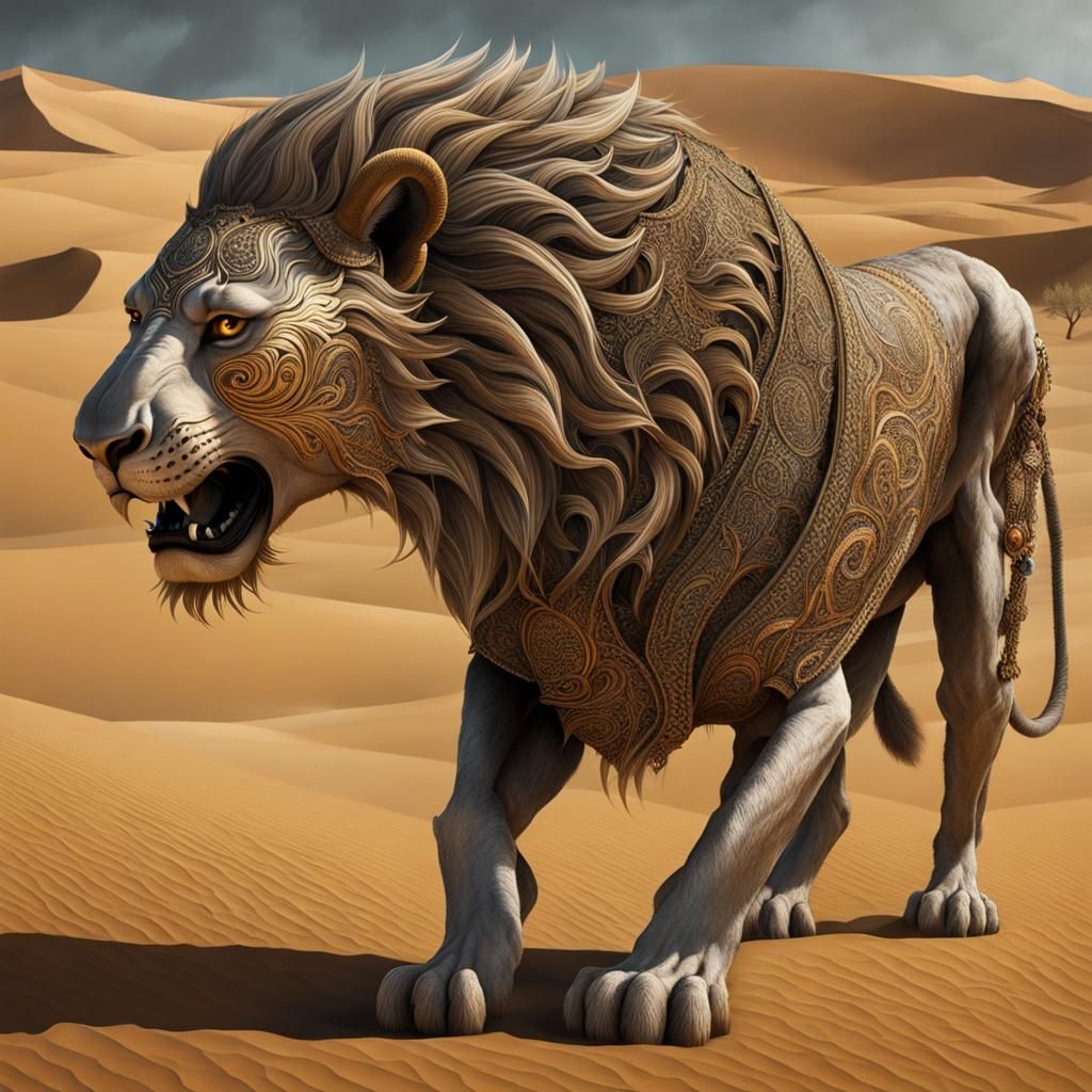 Detailed Sphinx in Desert Landscape